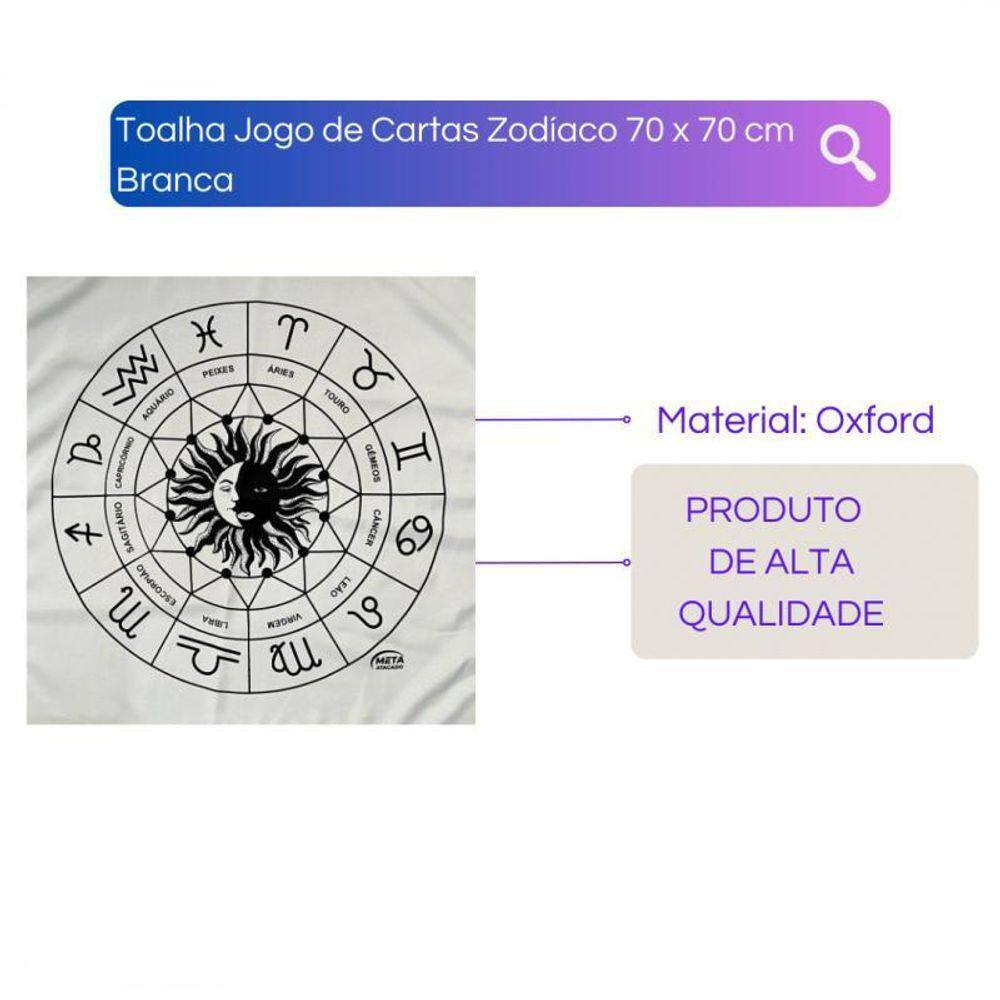 A Legítima Toalha Zodiaco P Jogos Cartas 70X70Cm Branca