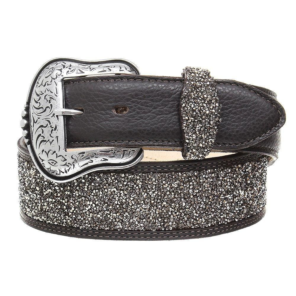 Cinto Feminino Cow Way em Couro e Gliter Café 31375