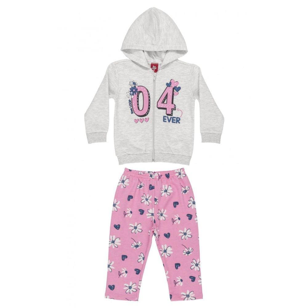 Conjunto Bee Loop Jaqueta e Calça em Moletom Mescla 14638