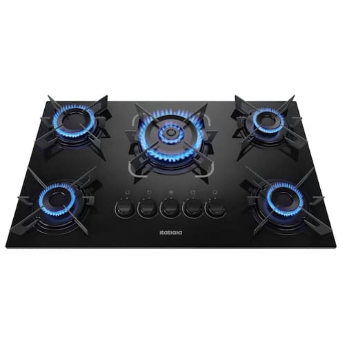 imagem-Cooktop Itatiaia Electra 5 Bocas Com Tripla Chama Mesa de Vidro e Acendimento Superautomático Preto Bivolt