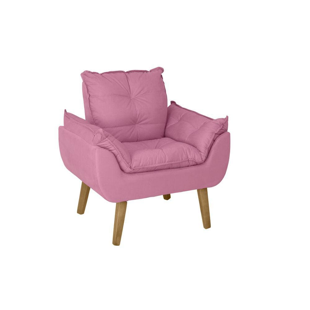 Poltrona Decorativa Opala Rosê com fibra de silicone e pés quadrado SMF DECOR