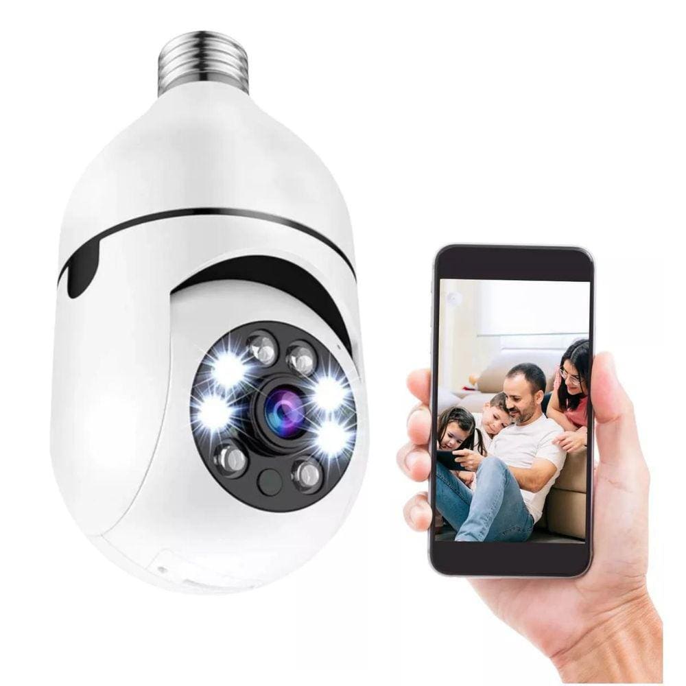 Camera Ip Segurança Lâmpada Giratoria Wifi Vigilância 1080P