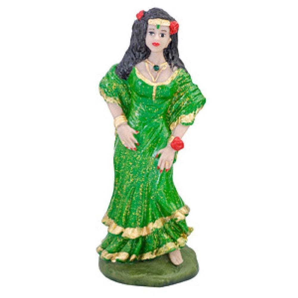 Imagem Cigana Verde Esmeralda Escultura Resina 15 Cm