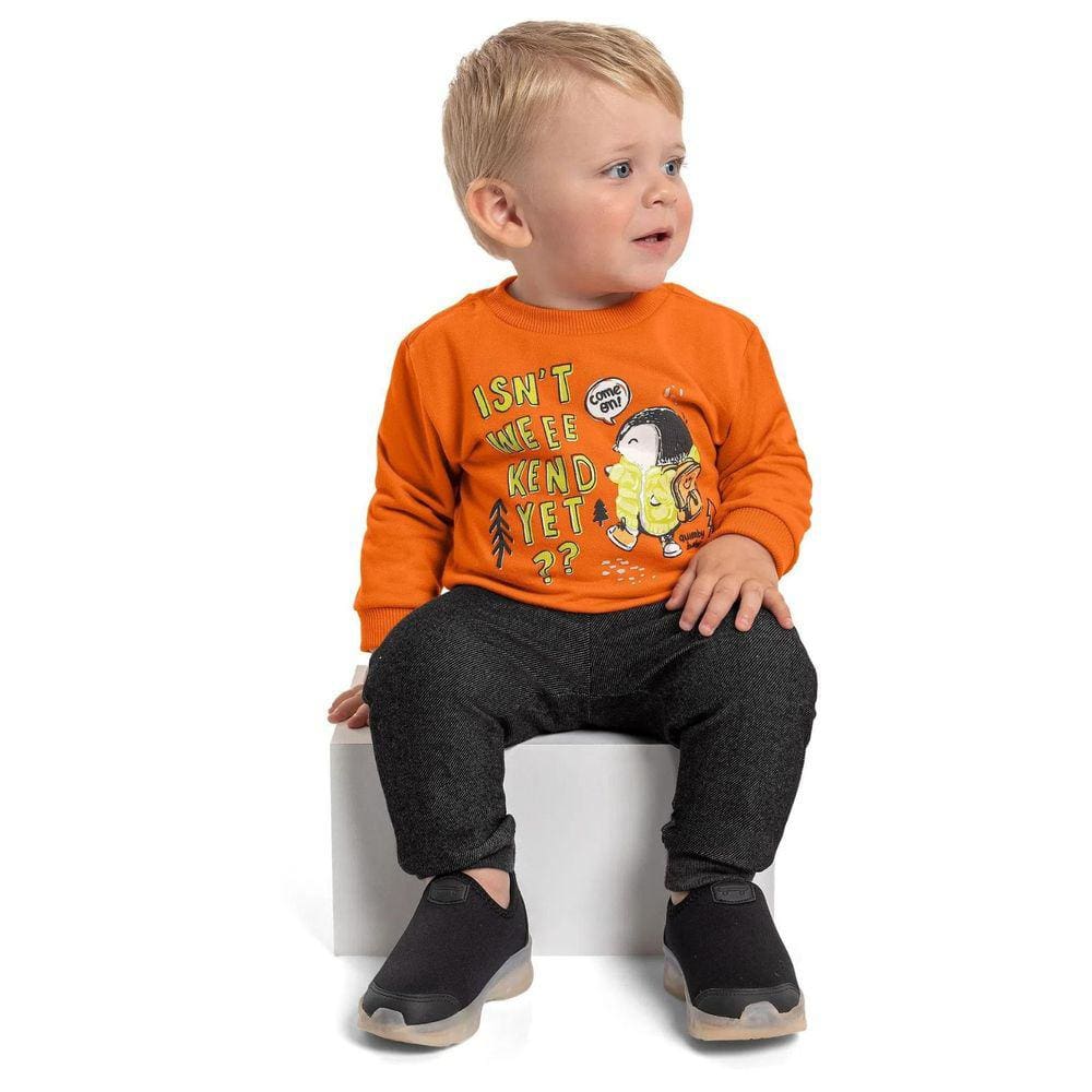 Conjunto Blusão e Calça em Moletom Infantil Menino Quimby 29570