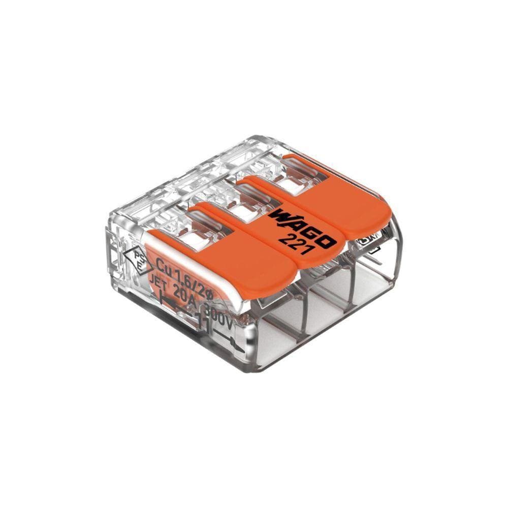 Conector Emenda 3 Cond 221-413 - Caixa Com 50 Peças Transparentes Wago