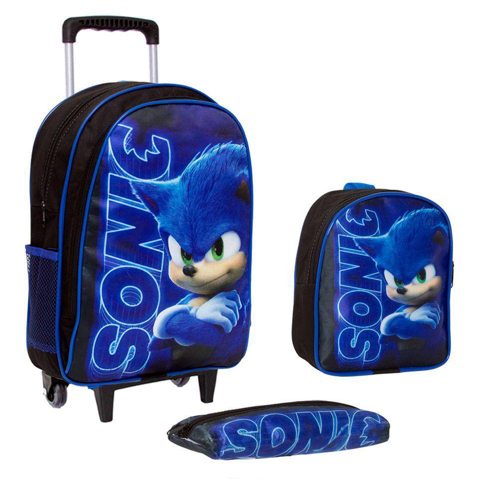 Mochila Escolar Infantil Meninos Super Sonic o Ouriço Azul e Seus