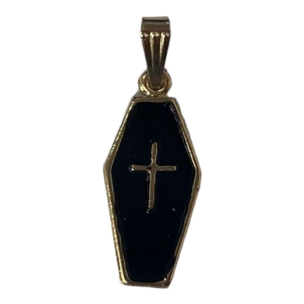 Pingente Caixão Preto 2,6 cm em Metal Dourado