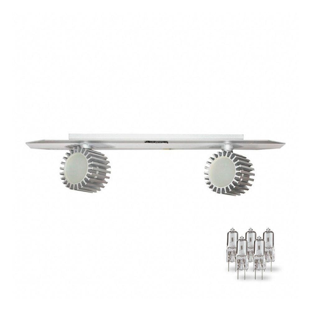 Luminária Spot Duplo Linear Móvel Taschibra Td 11/2 Prata 220v