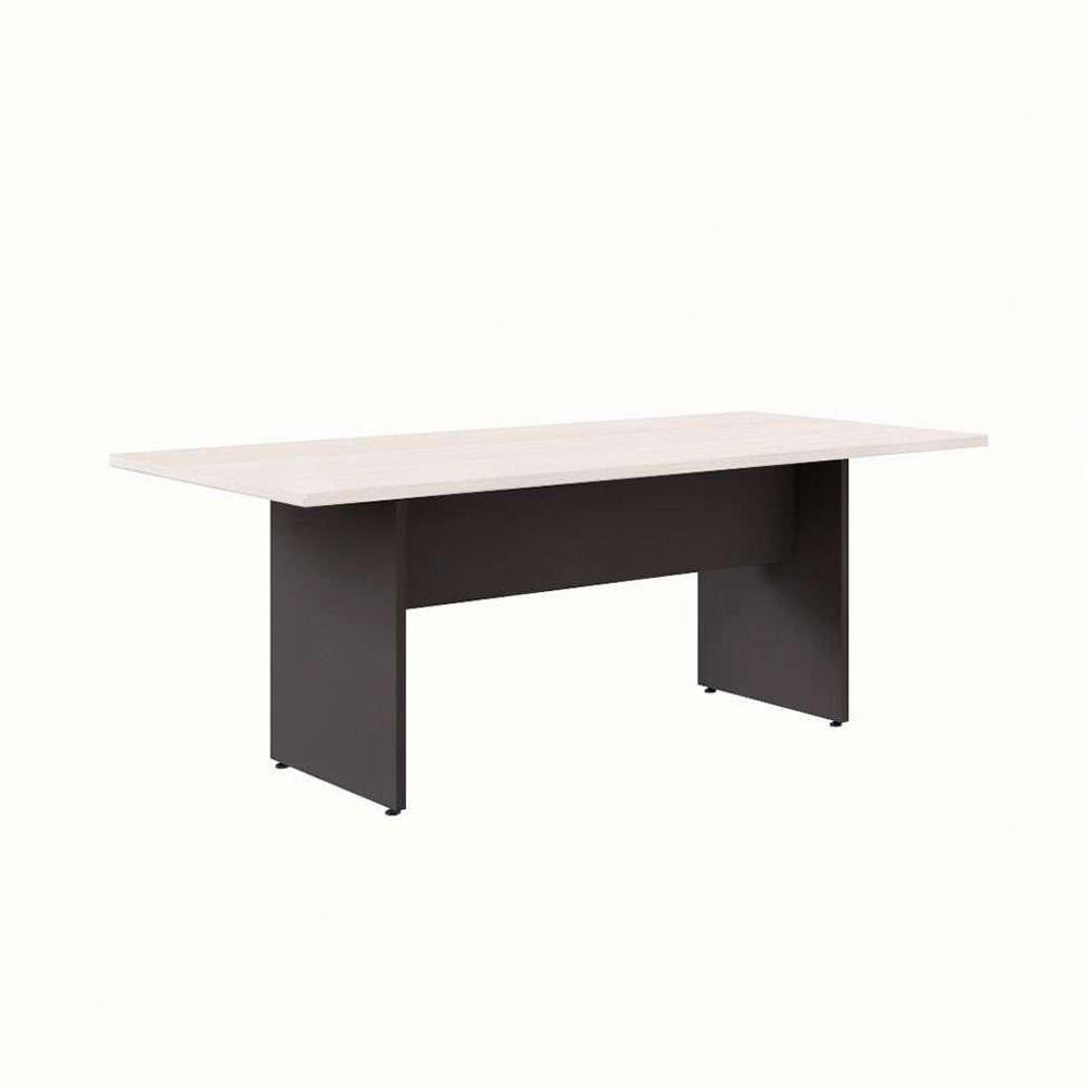 mesa de reunião retangular carvalho berlin e preta