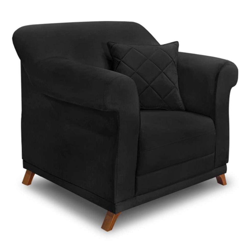 poltrona abruzzo suede preta