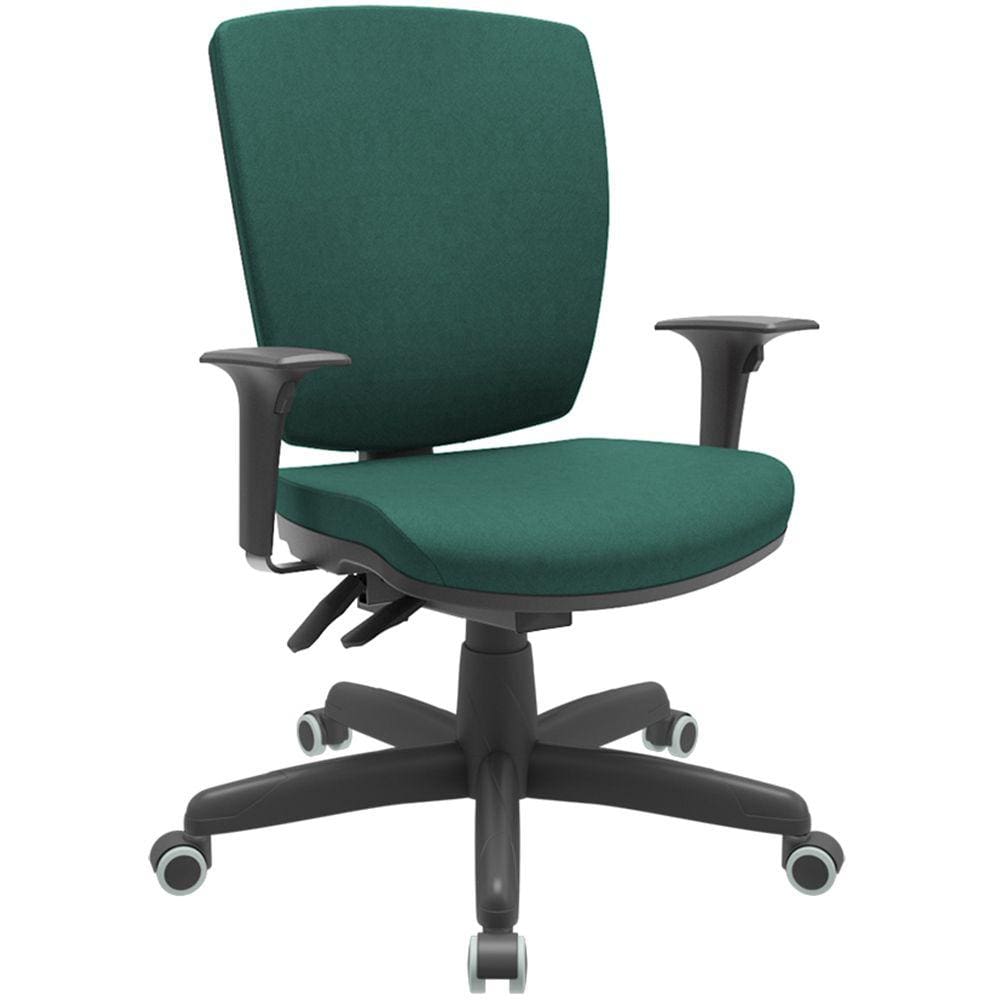 Cadeira de Escritório Diretor Office Base Giratória Preto Alta Flexi P03 PoliésterVerde -Lyam