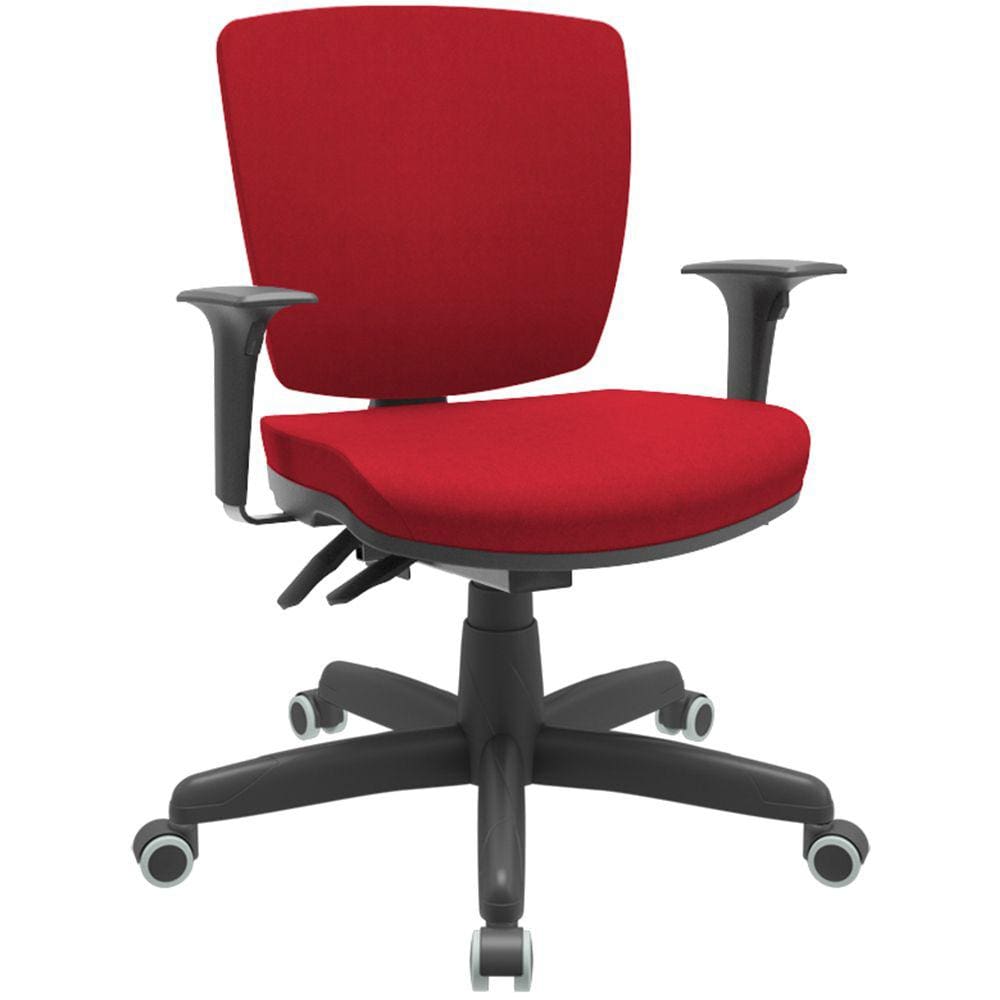 Cadeira de Escritório Executiva Office Giratória Preto Baixa Flexi P03 Poliéster Vermelho -Lyam