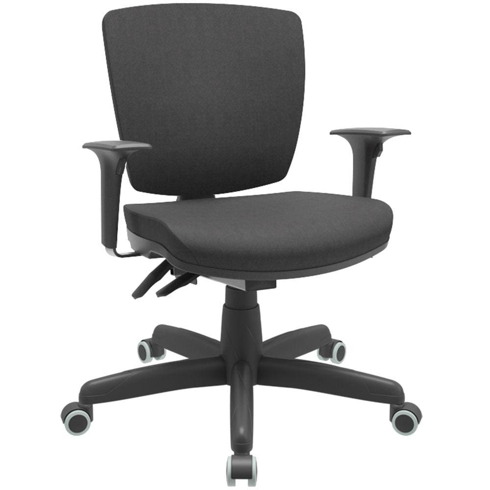 Cadeira de Escritório Executiva Office Base Giratória Preto Baixa Flexi P03 Poliéster Preto -Lyam