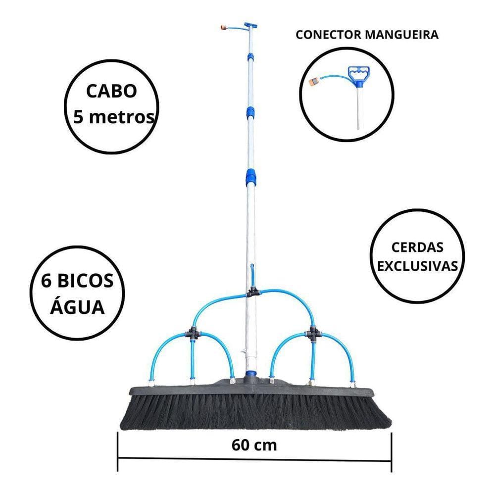 Vassoura Para Limpeza Placa Solar 60Cm E Cabo De 5 Metros