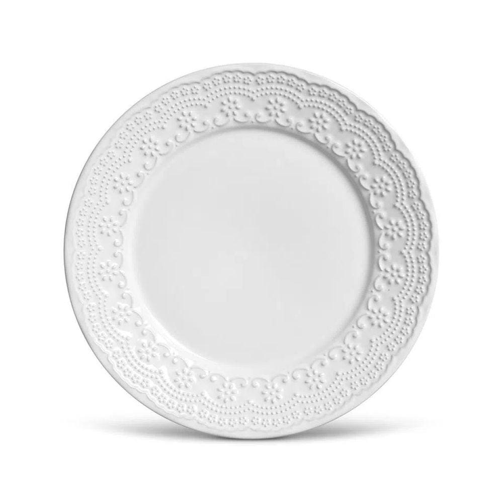 Conjunto 6 Pratos Rasos Madeleine Branco 26cm Porto Brasil