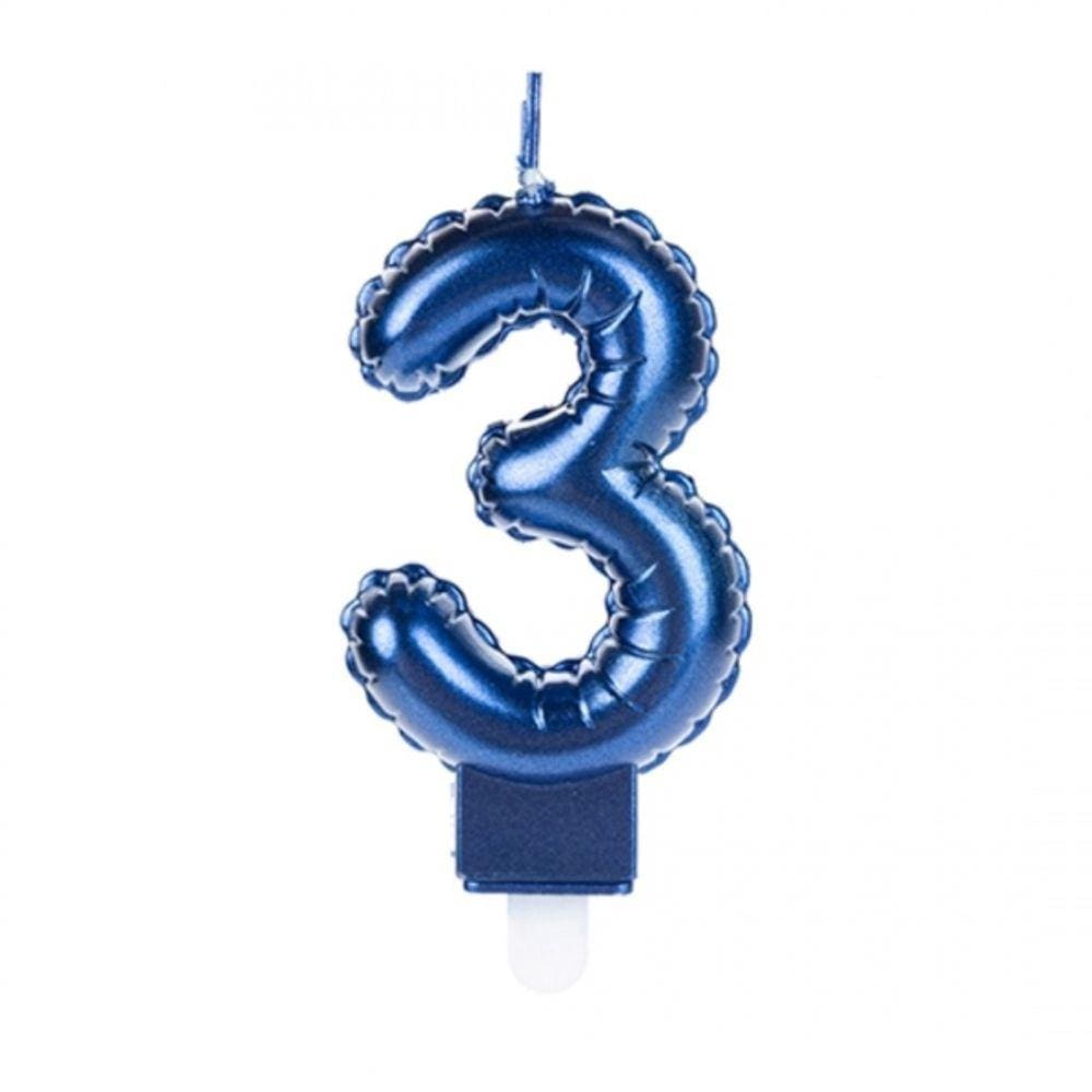 Vela Balão Azul Nímero 3 Silver