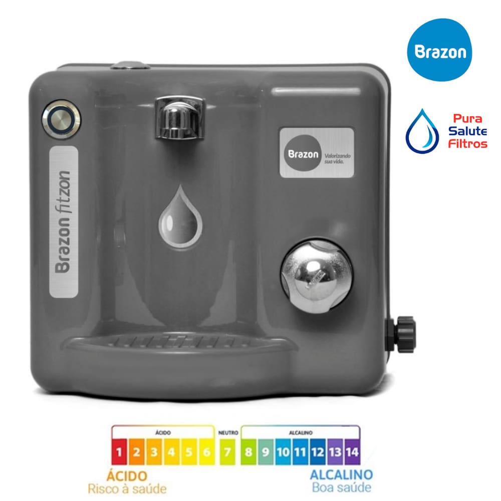 Purificador Água Natural Alcalina Ionizada c/ Ozônio Fitzon Cinza 110v - Brazon