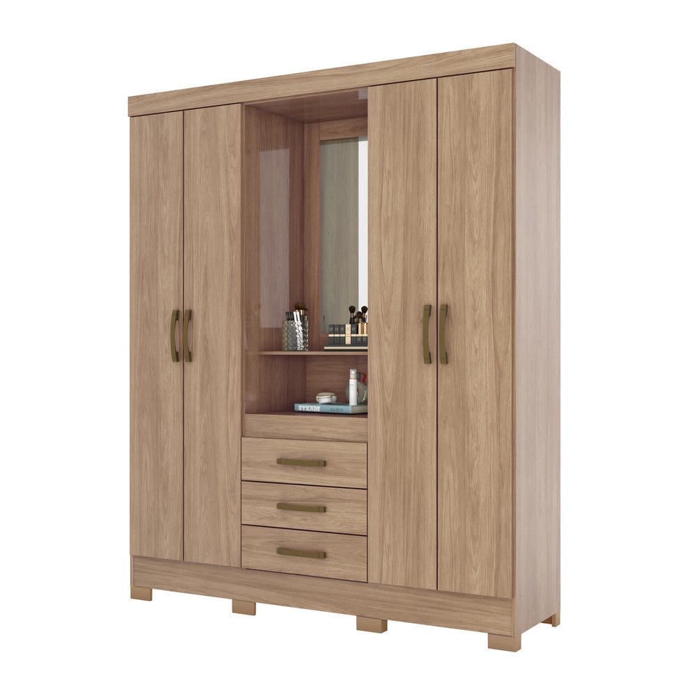 洋楽 G-Rap TOTAL PACKAGE - 4U Guarda Roupa Casal 4 Portas com Espelho 3 Gavetas | Extra