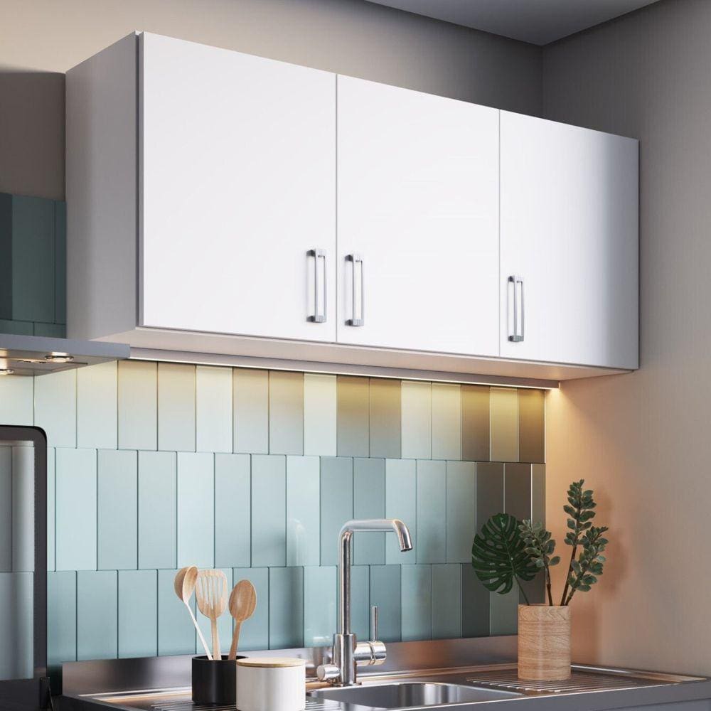 Armário Aéreo para Cozinha 120cm 3 Portas Vitória Branco