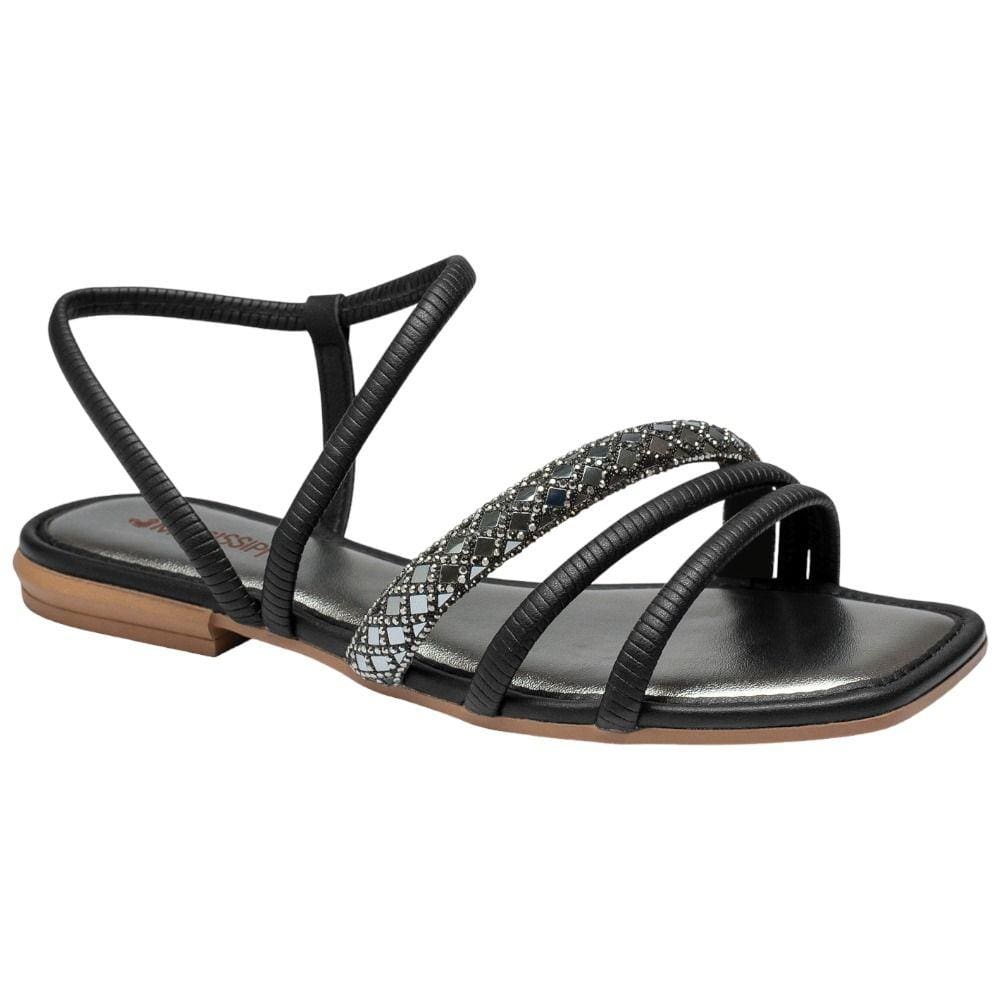 Sandália Rasteira Mississipi Q9543 Feminina - Preta