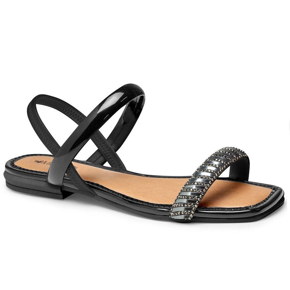 Sandália Rasteira Mississipi Q8843 Feminina - Preta