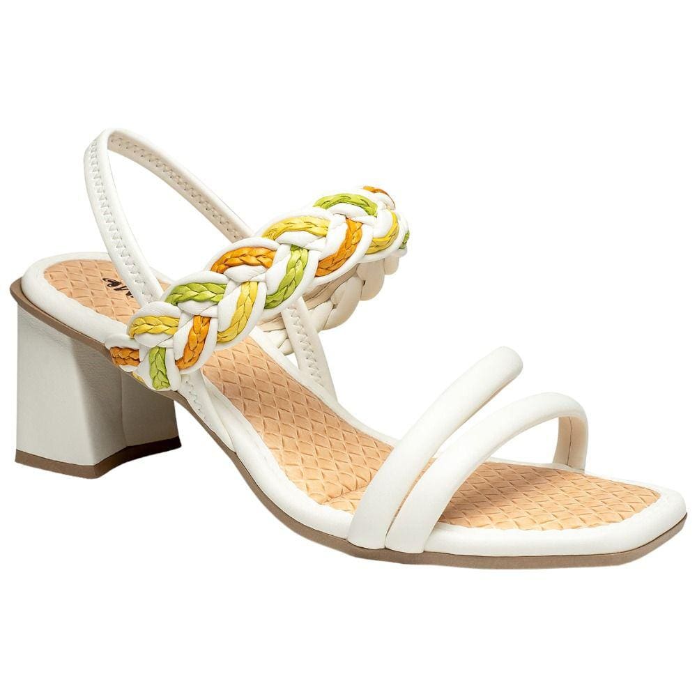 Sandália Salto Grosso Mississipi Q8291 Feminina - Branca