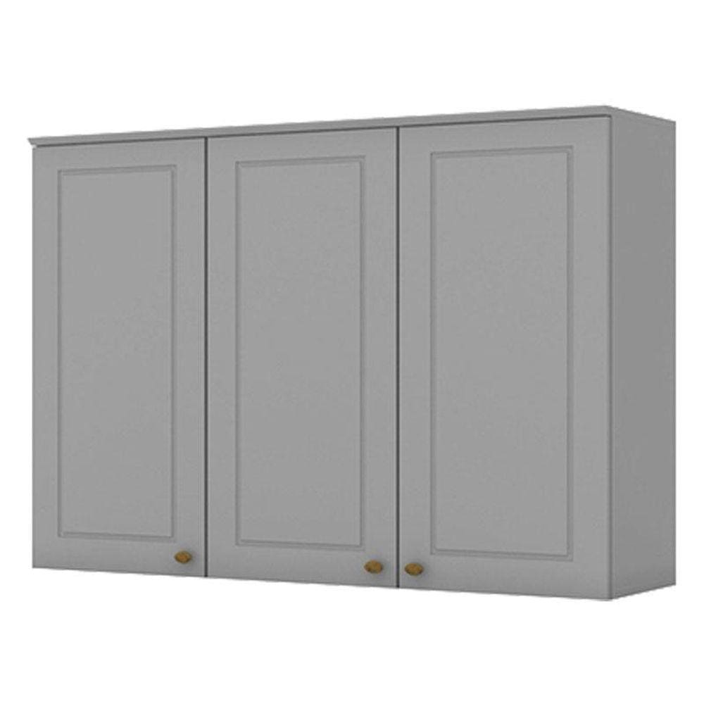 Armário Aéreo 3 Portas 120 cm Americana Cinza - Henn