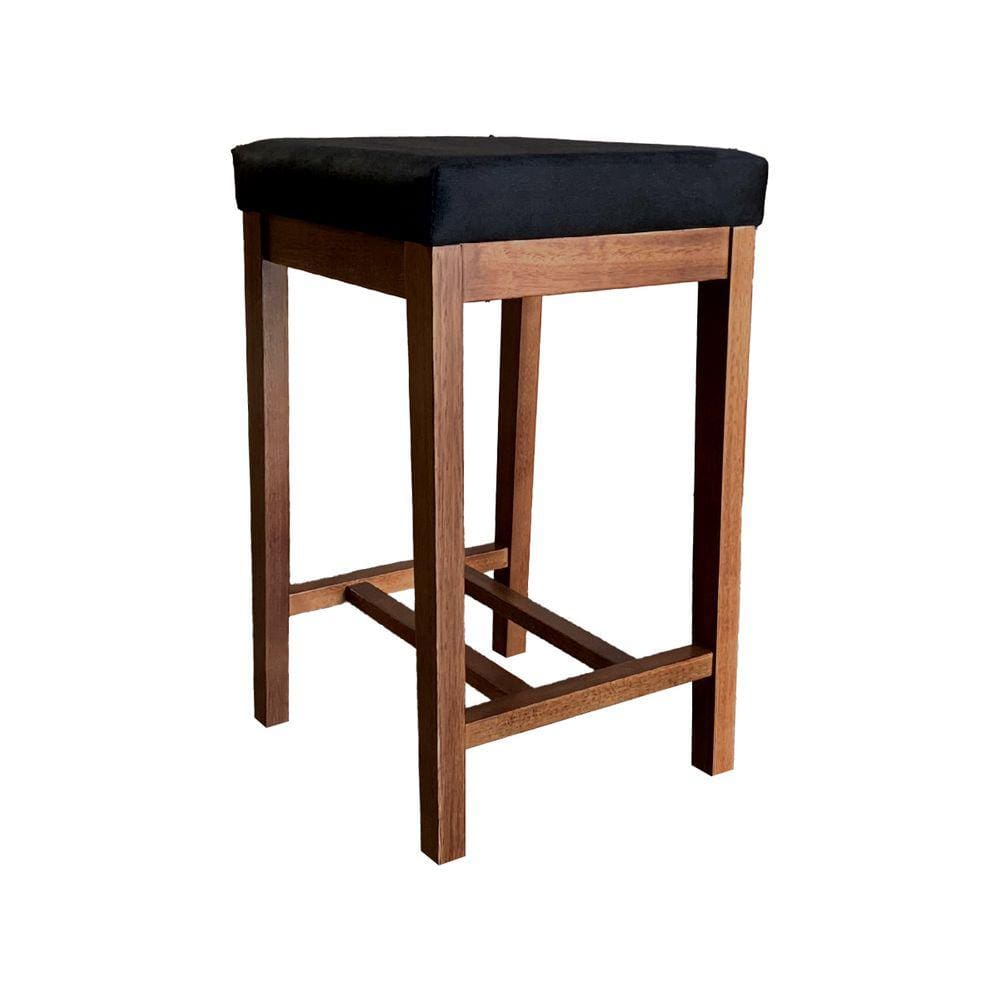 Banqueta Média Bali 64 Cm Madeira Maciça Suede Preto CCS