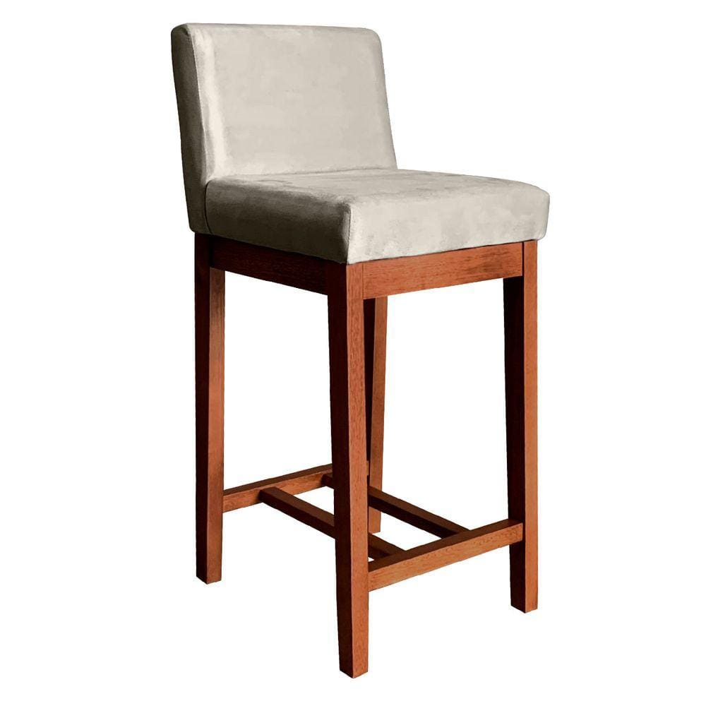 Banqueta Média Estofada para Bancada Gourmet Lisboa 90 Cm Suede Bege CCS