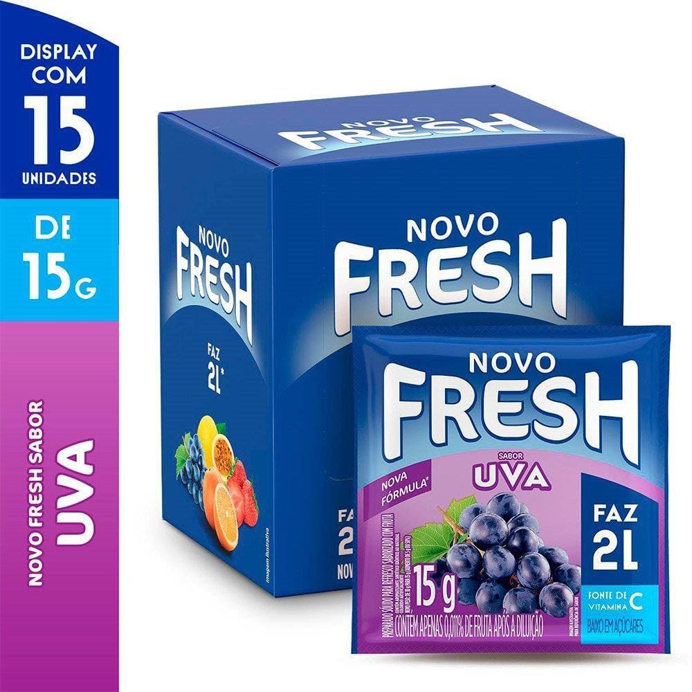 Refresco em Pó Fresh Uva 15g Display com 15 Unidades