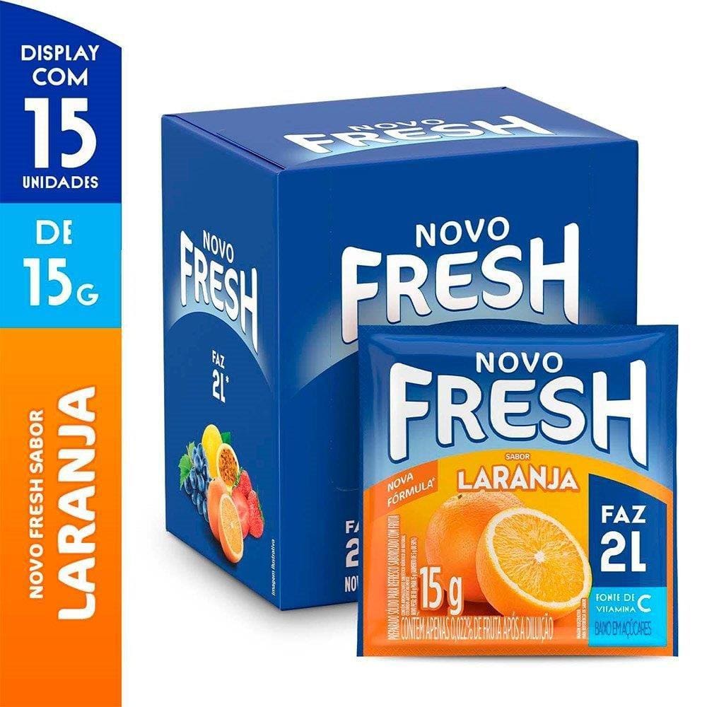 Refresco em Pó Fresh Laranja 15g Display com 15 Unidades