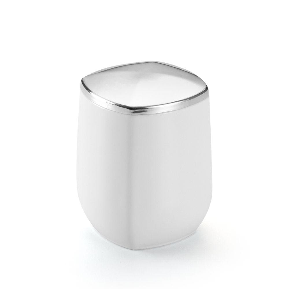 Porta Cotonete/ Algodão Branco e cromado Acetinado Arthi