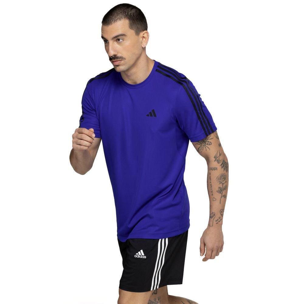 Camiseta Masculina adidas Manga Curta Essentials 3 Listras