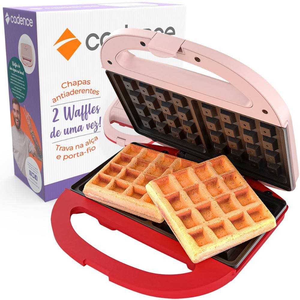 Máquina de Waffles Duet Cadence WAF200 Potência 750W Chapas Antiaderentes 220V