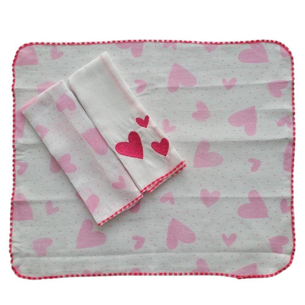 Kit Babete Festone Bordada Teciclean 3 Unidades 100% Algodão 35X30cm