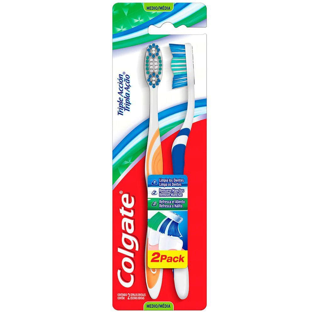 Escova Dental Colgate Tripla Ação Média com 2 Unidades