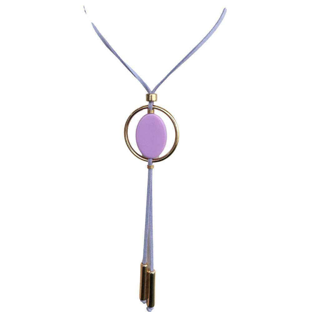 Colar Armazém Rr Bijoux Resina Círculo Dourado