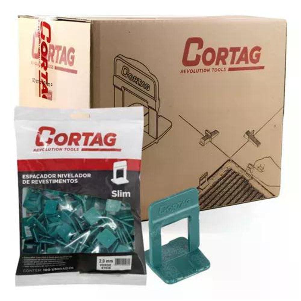 Espaçador Nivelador Caixa com 1000 Peças Slim Verde Cortag 2cm