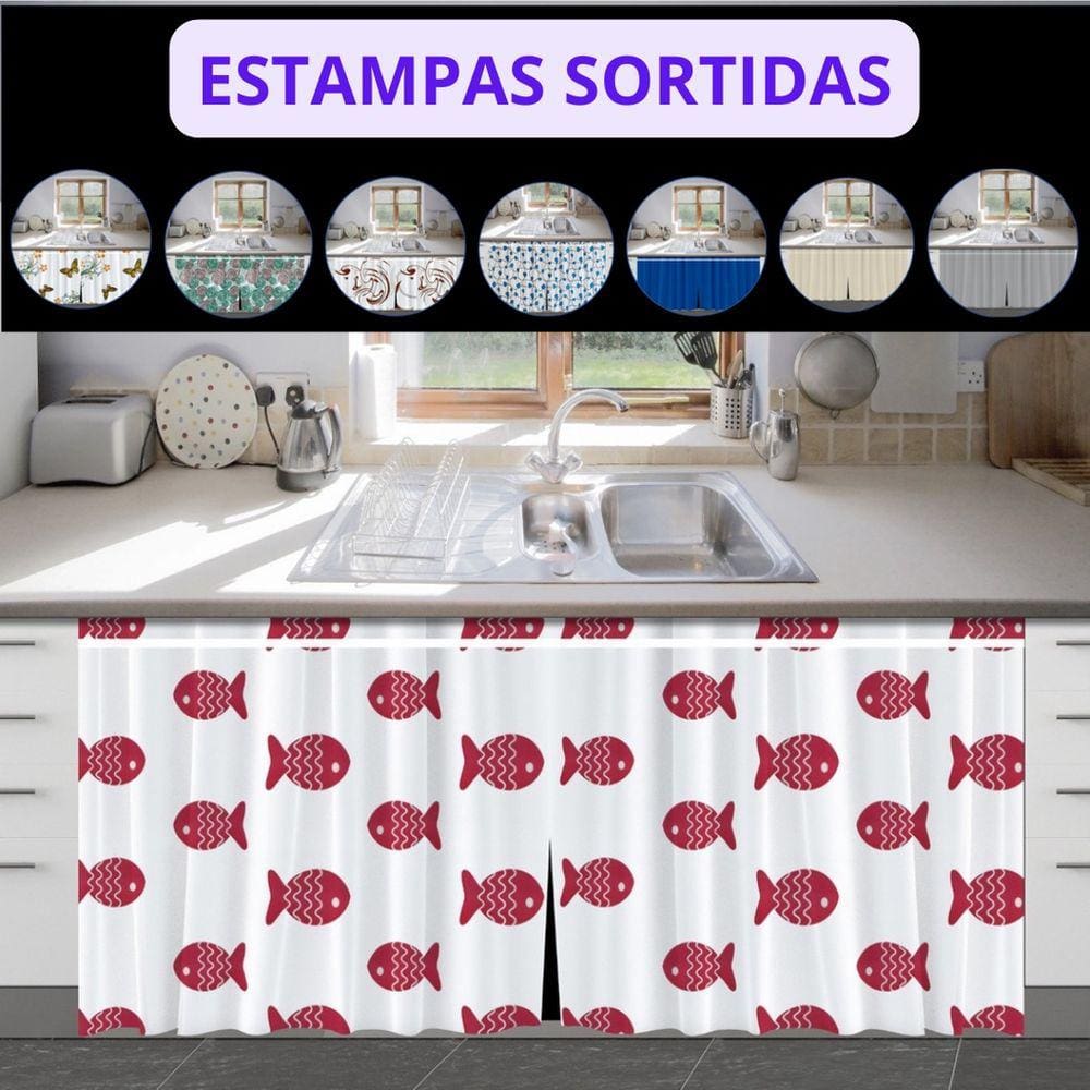 Cortina de Pia Polietileno 135x80cm Estampas Diversas