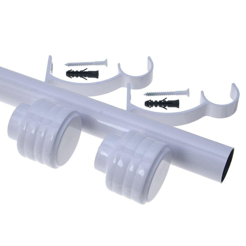 Kit Varão de Cortina Madrid 19mm 3 Metros Glacial Repuxada Couselo Branco