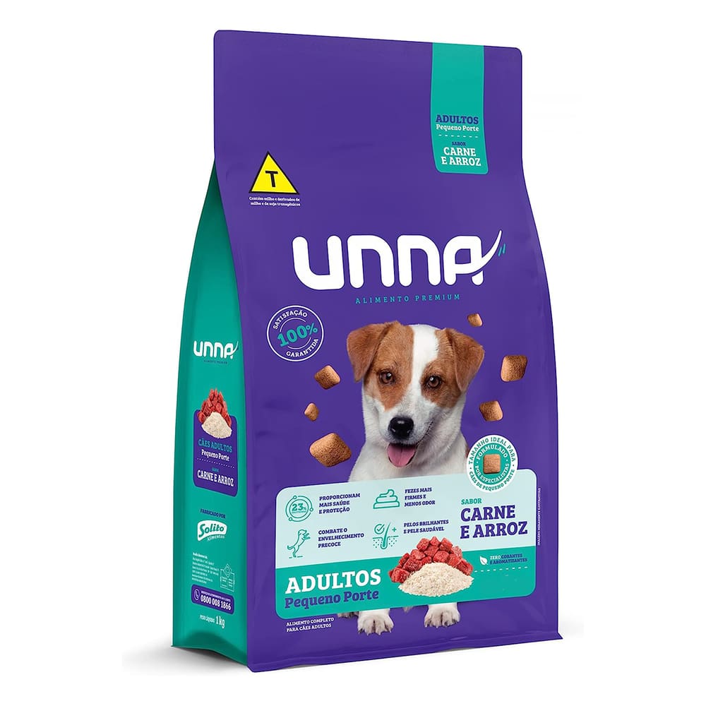 Ração Cães Unna Adulto Pequeno Porte Carne e Arroz 15kg