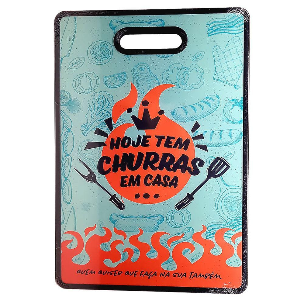 Tábua para Churrasco em Plástico Hoje Tem Churras 42,5cm FXH-588 - Homeflex