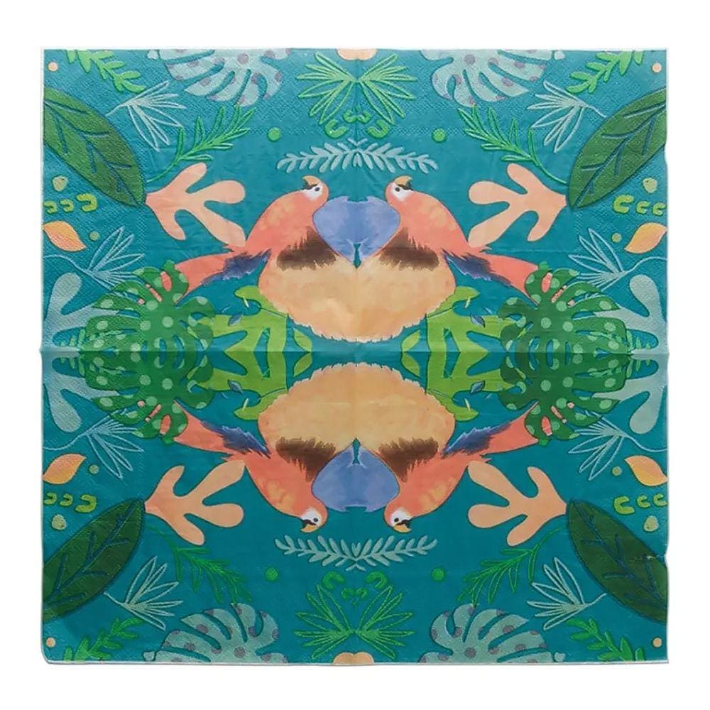 Conjunto 20 Guardanapos de Papel Estampado Tropical Birds 33x33cm 4687 - Lyor