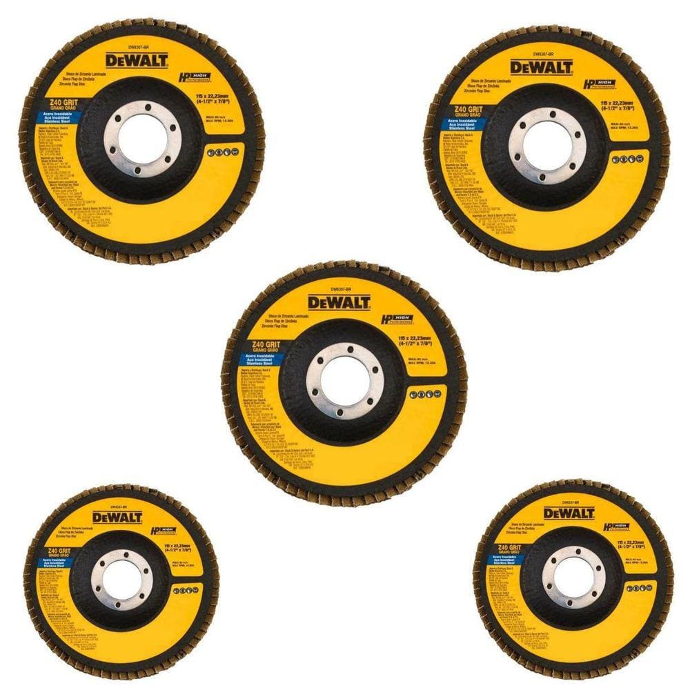 Kit 5 Discos Flap G40 115 X 22,23Mm Dw8309Br Dewalt