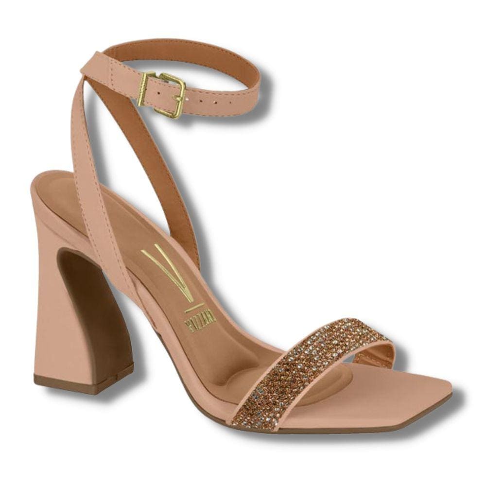 Sandália Vizzano Salto Bloco Feminina Tira Strass 6493.109