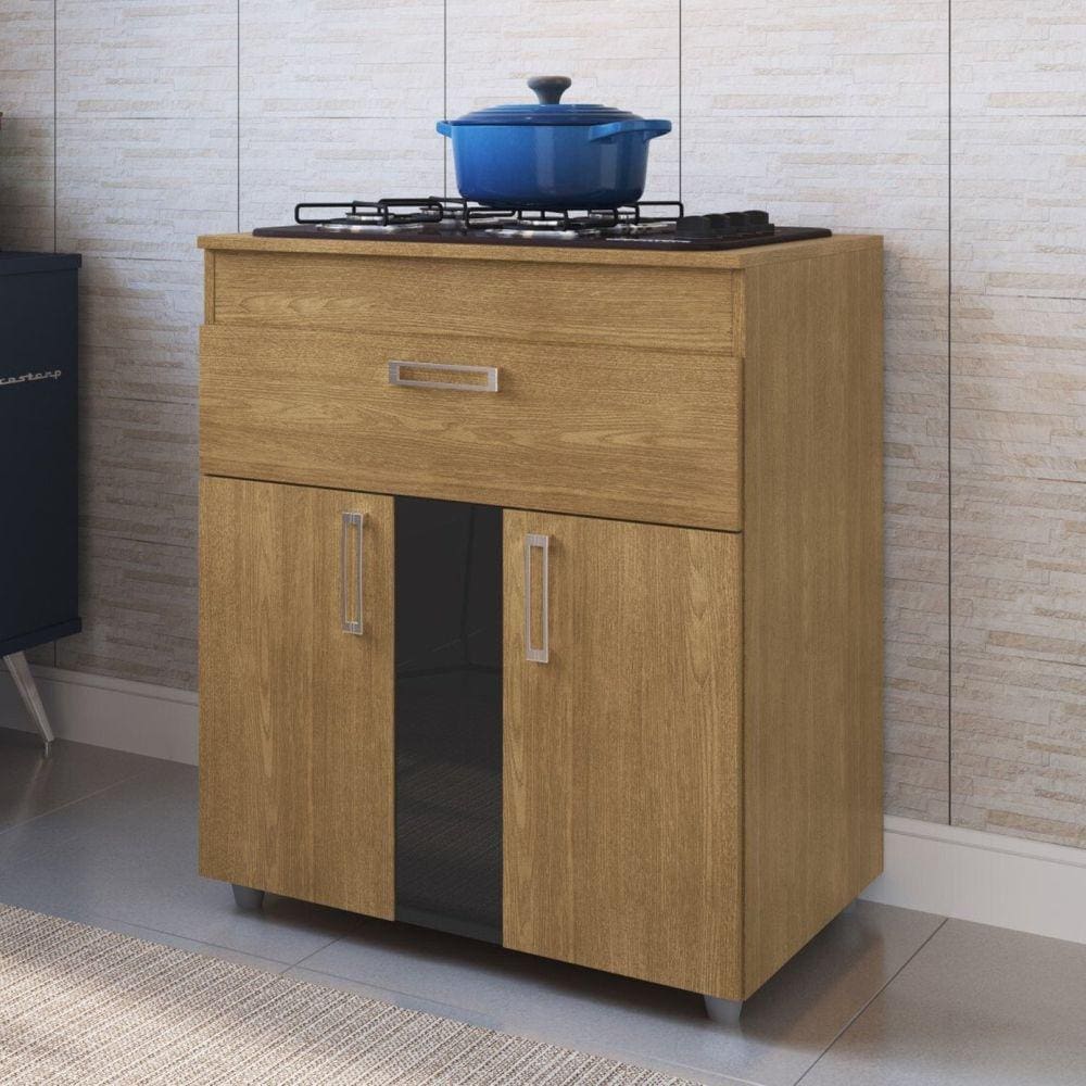 Balcão para Cooktop 2 Portas 1 Gaveta Lux Freijó