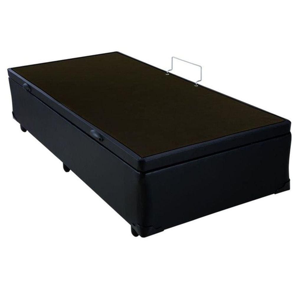 Cama Box Baú Solteiro Sintético Preto