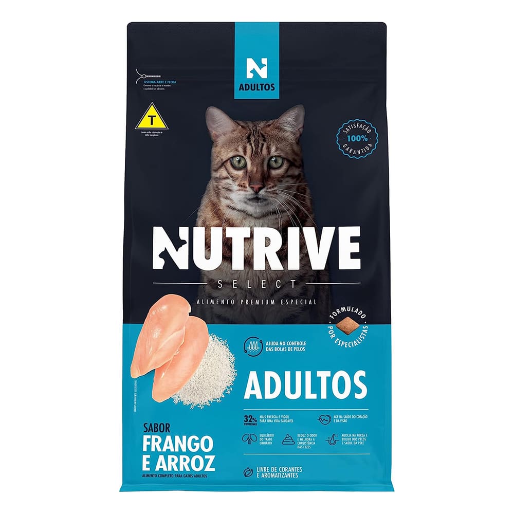 Ração Gatos Nutrive Select Adulto Frango e Arroz 10,1kg