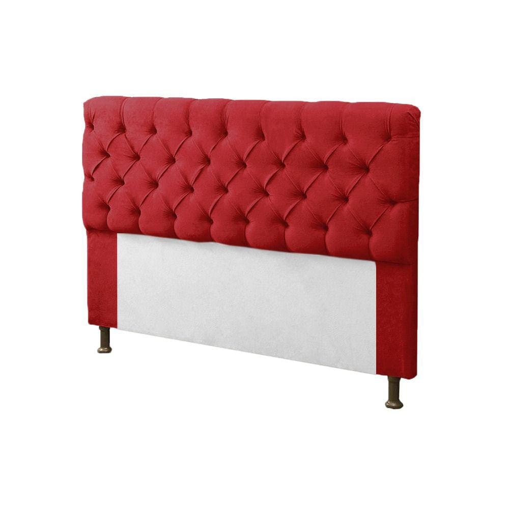 Cabeceira para Cama Box King 195cm Sofia c/ Capitonê Corano Vermelho - LM DECOR