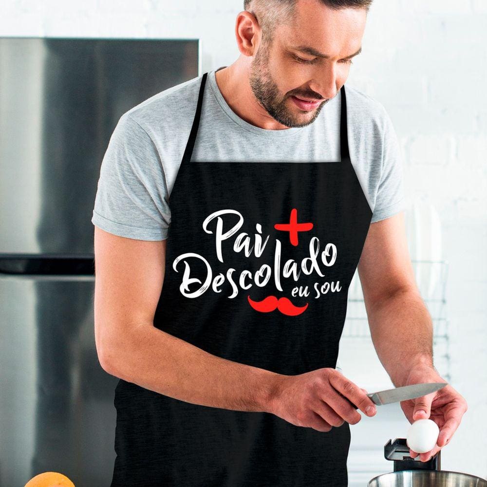 Avental Para Cozinha Pai Descolado Cores Preto Branco